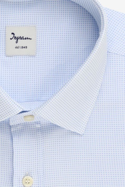 Camicia Uomo Ingram Classic Micro disegno 100% cotone collo Francese Manica lunga
