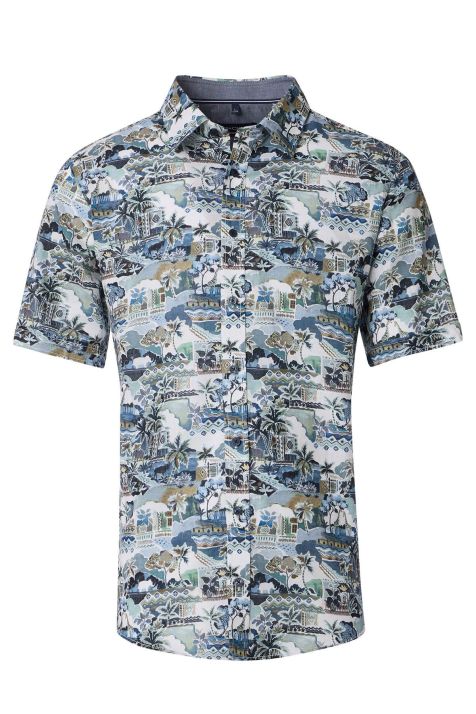 Camicia Uomo Casamoda Classic Fantasia collo Italiano Manica corta