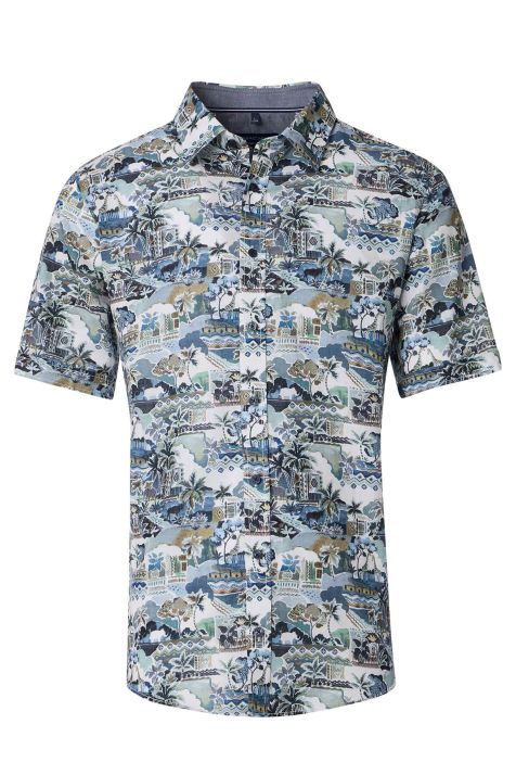 Camicia Uomo Casamoda Comfort Fantasia collo Italiano Manica corta