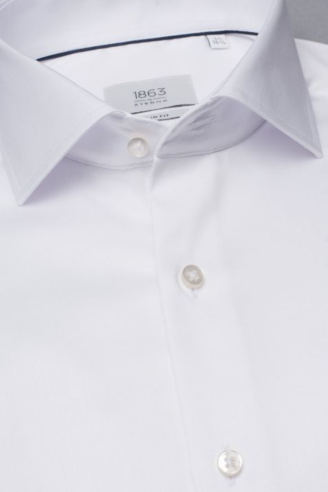 Camicia Uomo Eterna Slim No Stiro collo Francese Manica lunga