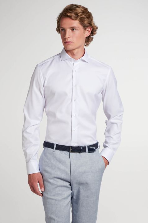 Camicia Uomo Eterna Slim No Stiro collo Francese Manica lunga
