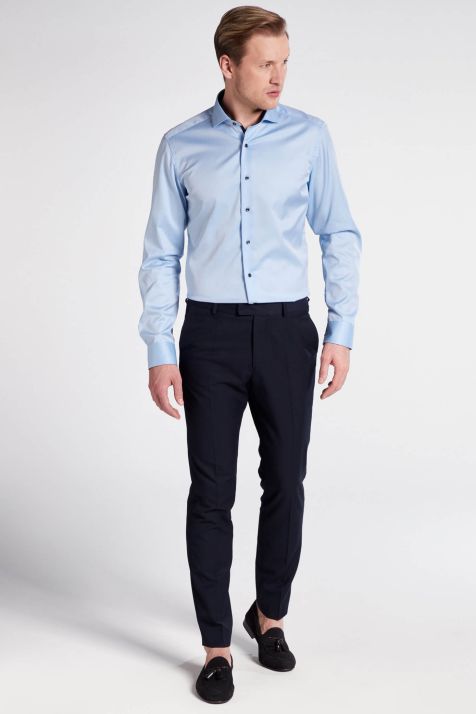 Camicia Uomo Eterna Slim No Stiro collo Francese Manica lunga