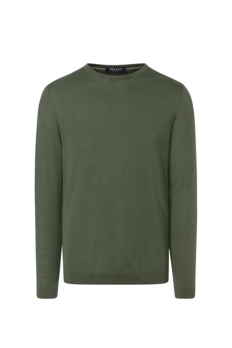 Maglione Uomo Maerz In 100% Lana - Scollo Mao, Maniche Lunghe, Lavabile In Lavatrice