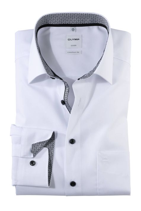 Camicia Uomo Olymp Comfort Tinta unita collo Francese Manica lunga