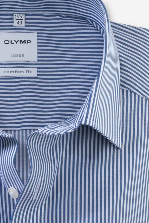 Camicia Uomo Olymp Comfort No Stiro Righe collo Italiano Manica lunga