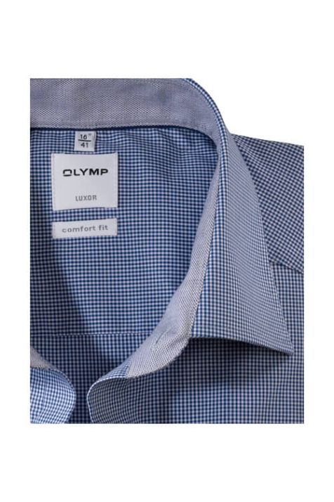 Camicia Uomo Olymp Comfort Quadri collo Francese Manica corta