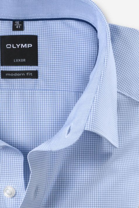 Camicia Uomo Olymp Classic No Stiro Quadri collo Italiano Manica lunga