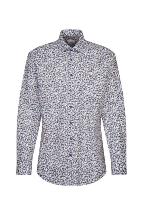 Camicia Uomo Seidensticker Regular No Stiro Fantasia collo Italiano Manica lunga