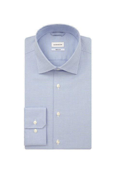 Camicia Uomo Seidensticker Regular No Stiro Tinta unita collo Italiano Manica lunga
