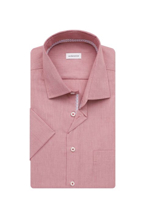 Camicia Uomo Seidensticker Regular No Stiro Tinta unita collo Italiano Manica corta