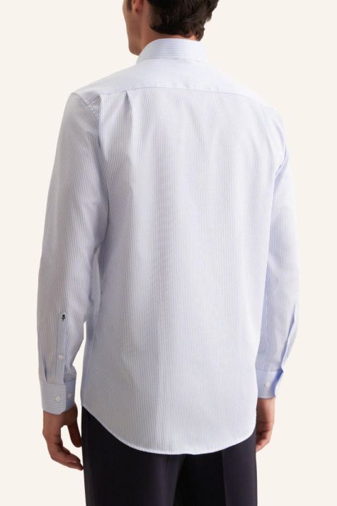 Camicia Uomo Seidensticker Regular No Stiro Righe collo Italiano Manica lunga