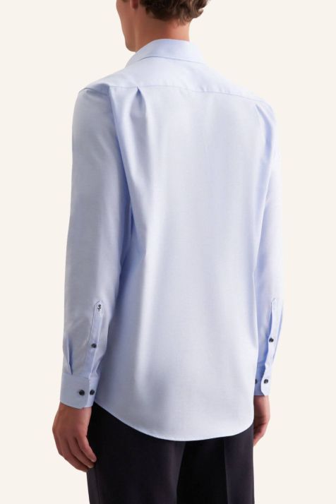 Camicia Uomo Seidensticker Regular No Stiro Tinta unita collo Italiano Manica lunga