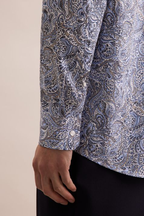 Camicia Uomo Seidensticker Regular No Stiro Fantasia collo Italiano Manica lunga