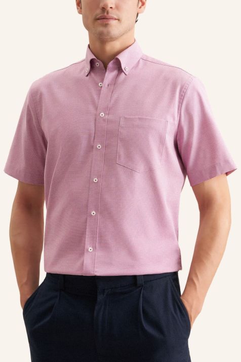 Camicia Uomo Seidensticker Regular No Stiro collo Button down Manica corta