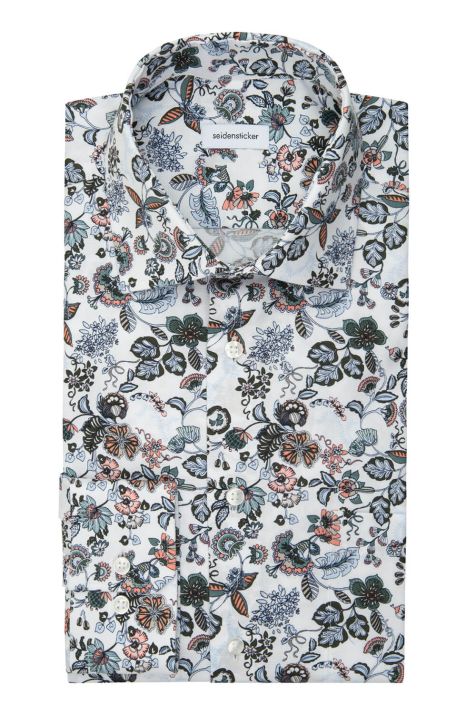 Camicia Uomo Seidensticker Regular No Stiro Fantasia collo Italiano Manica lunga