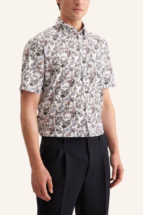 Camicia Uomo Seidensticker Regular No Stiro Fantasia collo Button down Manica corta