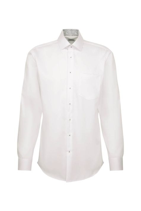 Camicia Uomo Seidensticker Regular No Stiro Tinta unita collo Italiano Manica lunga