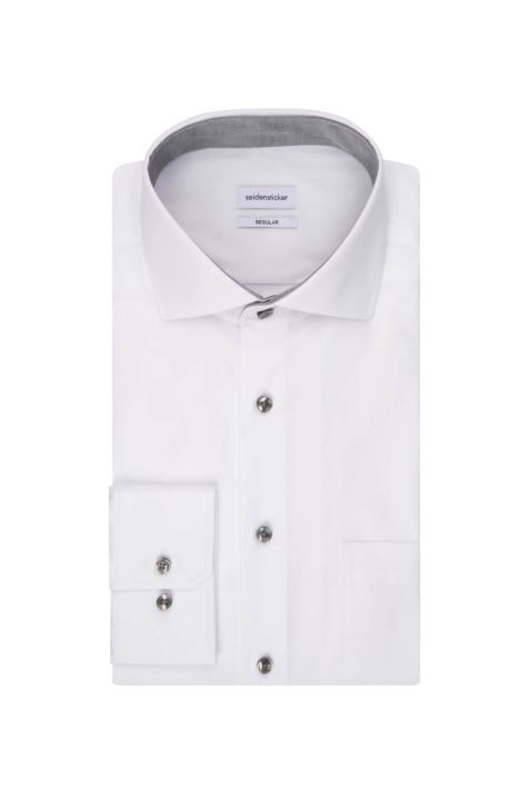 Camicia Uomo Seidensticker Regular No Stiro Tinta unita collo Italiano Manica lunga