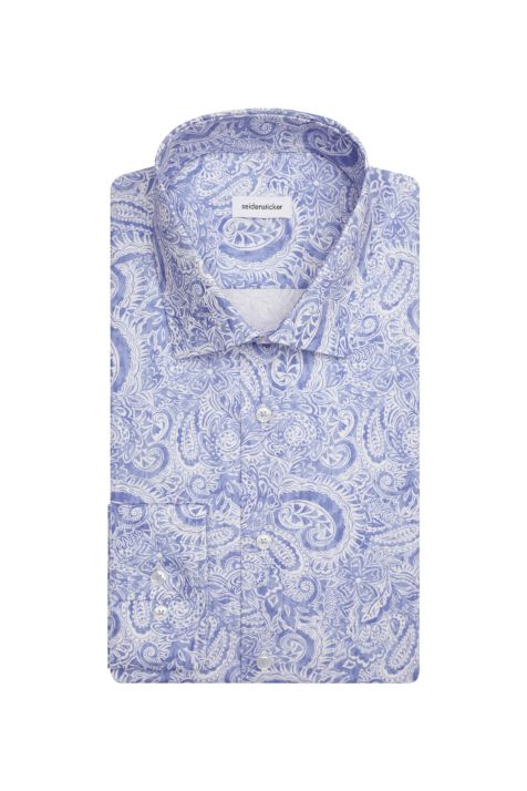 Camicia Uomo Seidensticker Comfort No Stiro Fantasia collo Italiano Manica lunga
