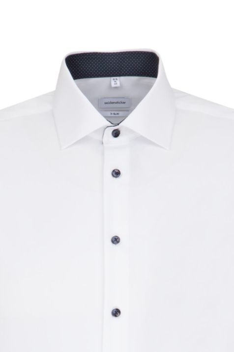 Camicia Uomo Seidensticker Slim No Stiro Tinta unita collo Italiano Manica lunga