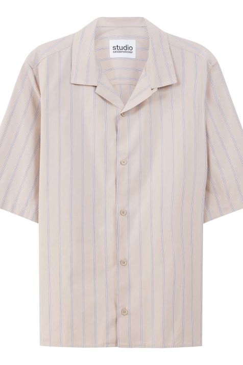 Camicia Uomo Seidensticker Regular No Stiro Righe collo Coreano Manica corta