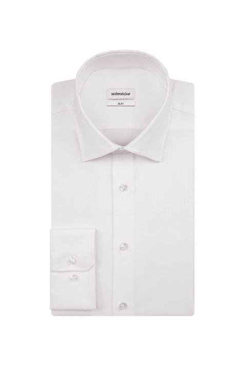 Camicia Uomo Seidensticker Slim No Stiro Tinta unita collo Italiano Manica lunga