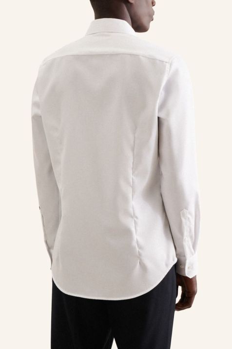 Camicia Uomo Seidensticker Slim No Stiro Tinta unita collo Italiano Manica lunga