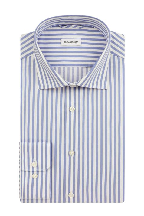Camicia Uomo Seidensticker Slim No Stiro Righe collo Italiano Manica lunga