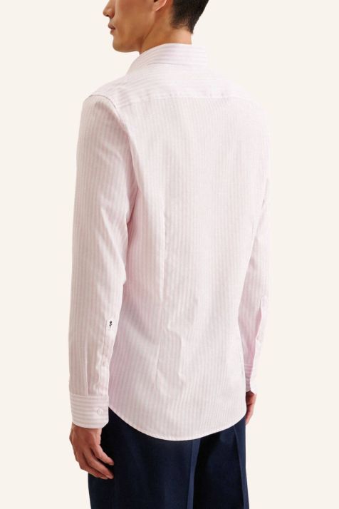 Camicia Uomo Seidensticker Slim No Stiro Righe collo Italiano Manica lunga