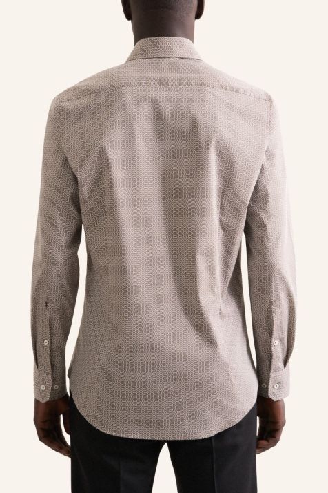 Camicia Uomo Seidensticker Slim No Stiro Fantasia collo Italiano Manica lunga