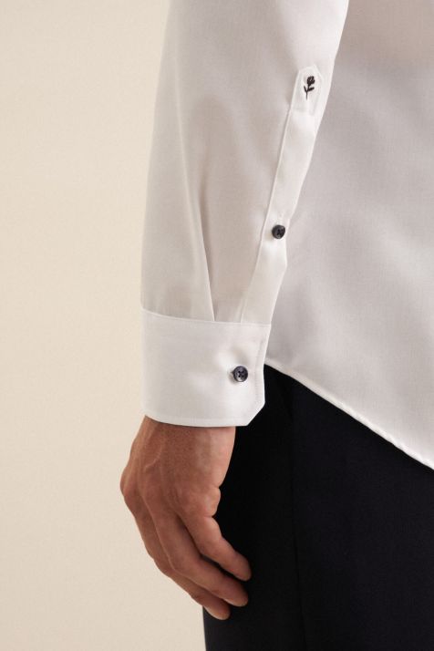 Camicia Uomo Seidensticker Slim No Stiro Tinta unita collo Italiano Manica lunga