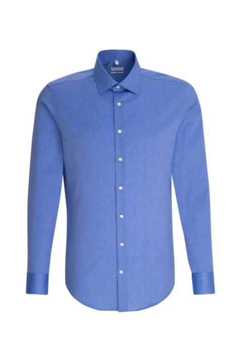 Camicia Uomo Seidensticker Slim No Stiro Tinta unita collo Italiano Manica lunga