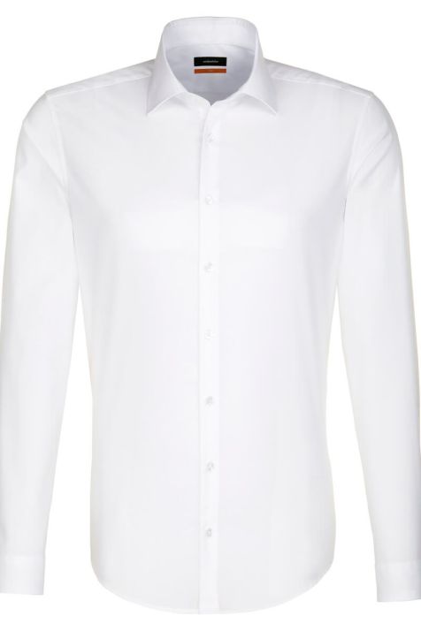 Camicia Uomo Seidensticker Slim No Stiro Tinta unita collo Italiano Manica lunga