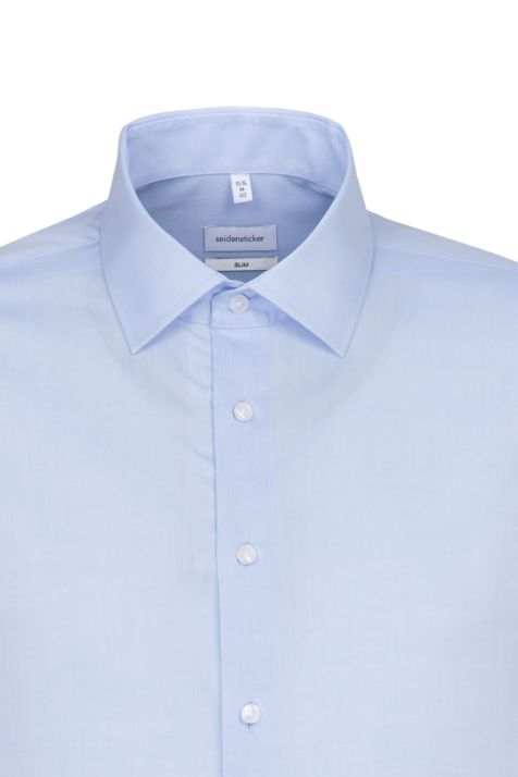 Camicia Uomo Seidensticker Slim No Stiro Tinta unita collo Italiano Manica lunga