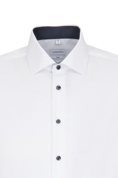 Camicia Uomo Seidensticker Slim No Stiro Tinta unita collo Italiano Manica lunga