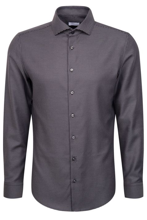 Camicia Uomo Seidensticker Slim No Stiro Fantasia collo Italiano Manica lunga