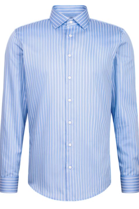 Camicia Uomo Seidensticker Slim No Stiro Righe collo Italiano Manica lunga