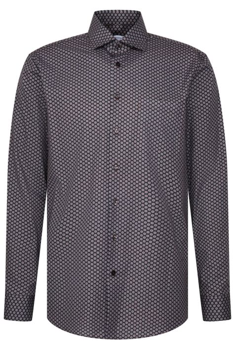Camicia Uomo Seidensticker Regular No Stiro Fantasia collo Italiano Manica lunga