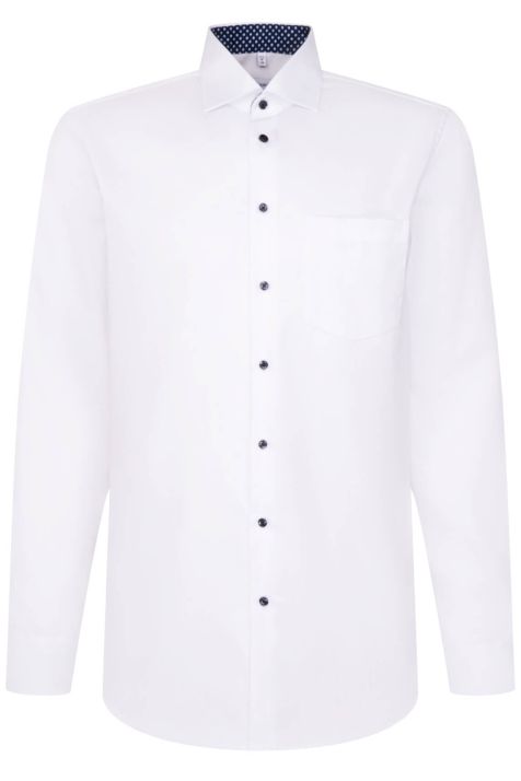 Camicia Uomo Seidensticker Regular No Stiro Tinta unita collo Italiano Manica lunga