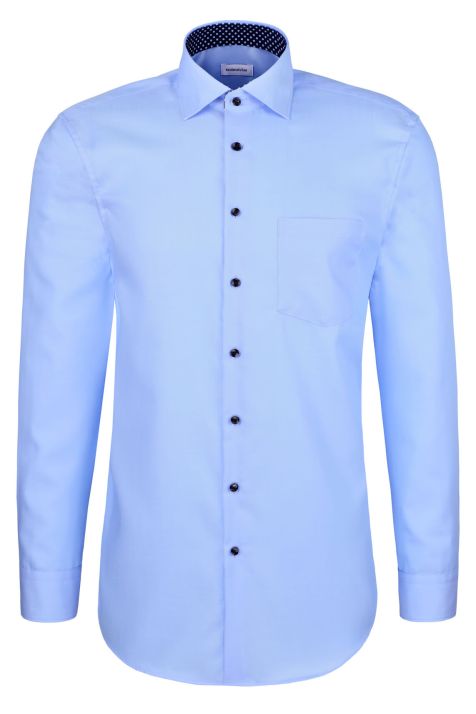 Camicia Uomo Seidensticker Regular No Stiro Tinta unita collo Italiano Manica lunga