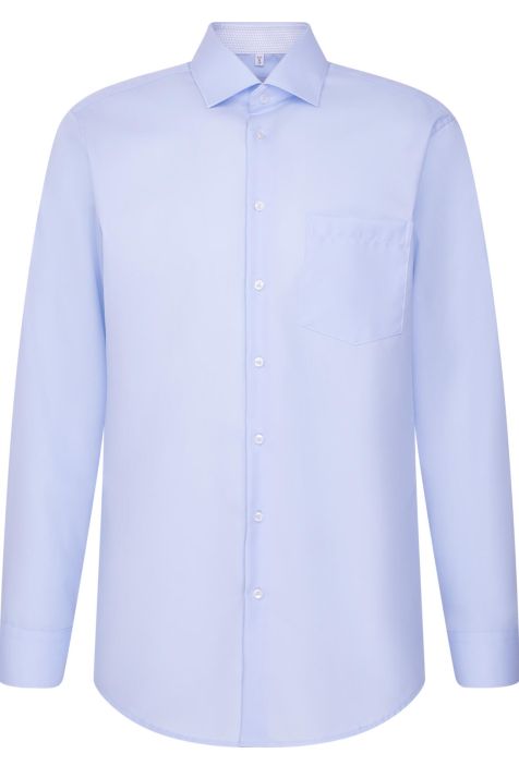 Camicia Uomo Seidensticker Regular No Stiro Tinta unita collo Italiano Manica lunga