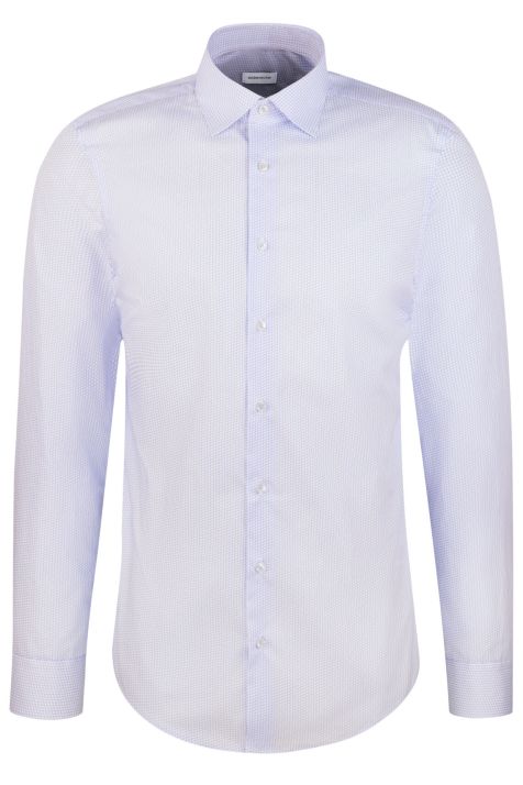 Camicia Uomo Seidensticker Slim No Stiro Fantasia collo Italiano Manica lunga