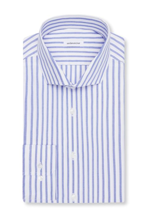 Camicia Uomo Seidensticker Slim No Stiro Righe collo Italiano Manica lunga