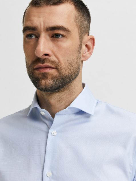 Camicia Uomo Selected Slim Tinta unita collo Francese Manica lunga