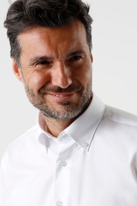 Camicia Uomo Aplomb Classic No Stiro Tinta unita 100% cotone collo Button down Manica lunga