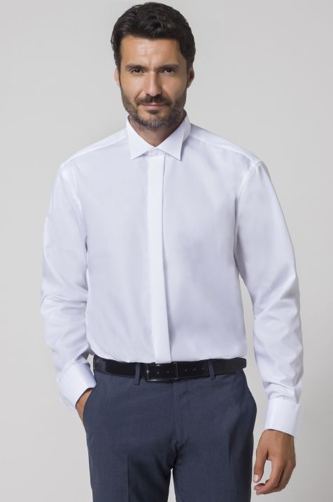 Camicia Uomo Seidensticker Classic No Stiro Tinta unita 100% cotone collo Cerimonia Manica lunga