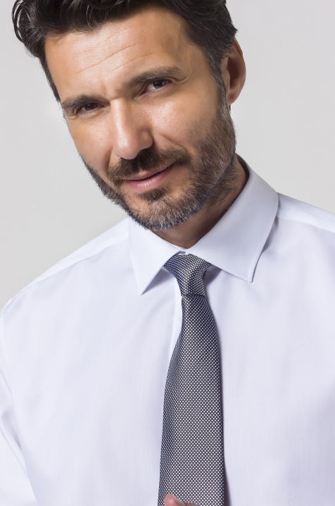 Camicia Uomo Seidensticker Regular No Stiro Tinta unita 100% cotone collo Italiano Manica lunga