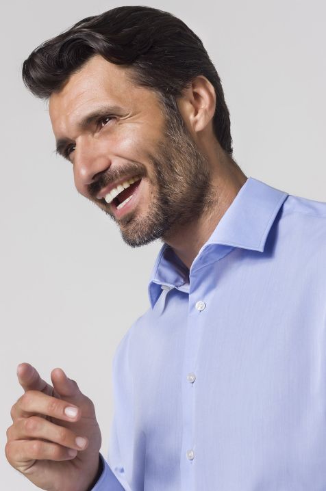Camicia Uomo Seidensticker Regular No Stiro Tinta unita 100% cotone collo Italiano Manica lunga