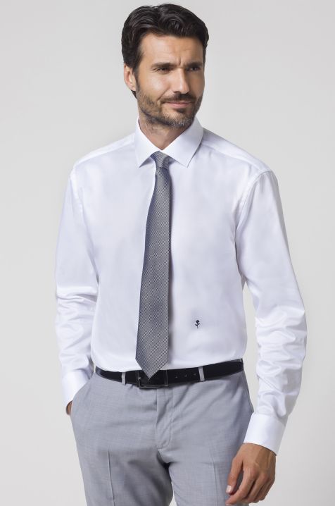 Camicia Uomo Seidensticker Classic No Stiro Tinta unita 100% cotone collo Italiano Manica lunga