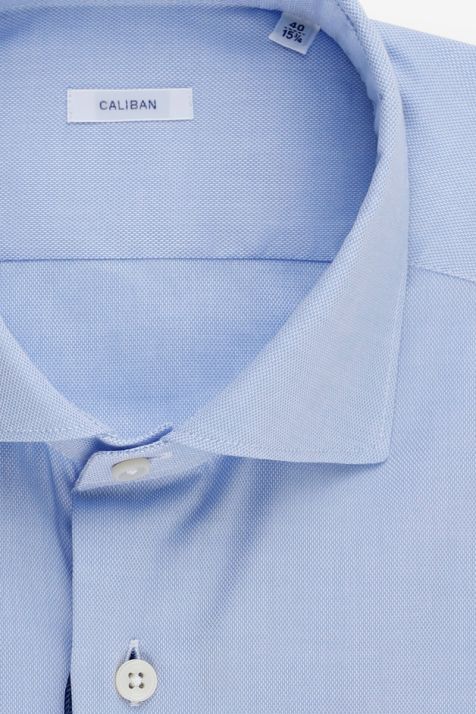 Camicia Uomo Caliban Slim Tinta unita 100% cotone collo Francese Manica lunga